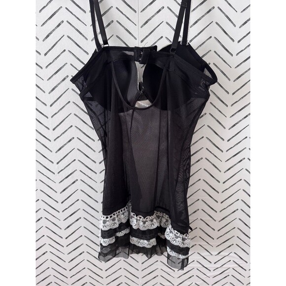 Vtg Y2k Native Intimates 36B‎ Lingerie Dress Black Lace Satin Whimsigoth - Picture 2 of 6